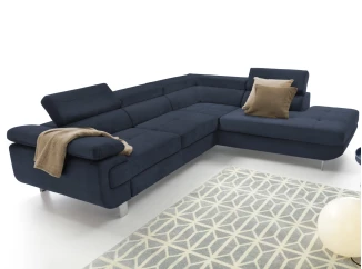Rohová sedací souprava Lotos, temně modrá látka, pravý roh