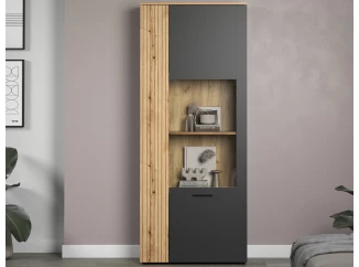 Vysoká vitrína Esteban, antracit/dub evoke