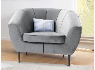 Křeslo Olivio, světle šedá sametová látka