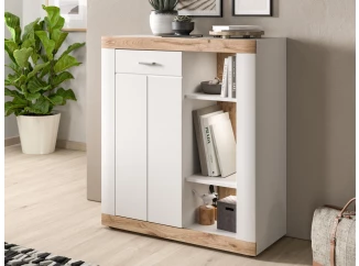 Skříňka s přihrádkami Laredo, 91 cm, bílá/dub nox