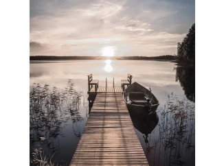 Obraz na plátně Molo a loďka, 35x35 cm