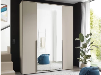 Šatní skříň se zrcadly Kevo, 180 cm, béžová kašmír