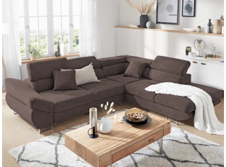 Rohová sedací souprava Fabio, hnědá espresso látka, pravý roh