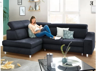 Rohová sedací souprava Brico, temně modrá látka, levý roh