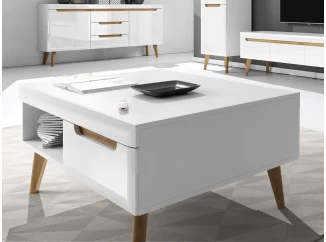 Konferenční stolek se zásuvkami Nordi, dub riviera/bílá lesk