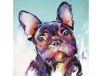 Obraz na plátně Francouzský buldoček, 35x35 cm, efekt ruční malby