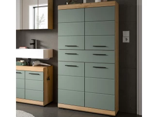 Vyšší skříňka se zásuvkou Scout, dub artisan/šalvějově zelená