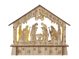 Vánoční dekorace LED betlém, dřevěný