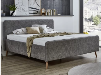 Postel Herning 140x200 cm, šedá strukturovaná látka