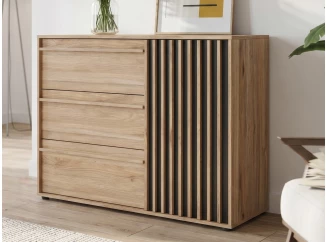 Komoda Arank 118  cm, dub mauvella/černá