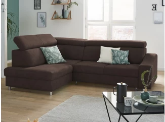 Rohová sedací souprava Brico, tmavě hnědá látka, levý roh