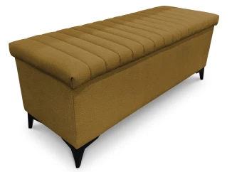 Úložná lavice/peřiňák Joy, šířka 139 cm, hořčicově žlutá látka