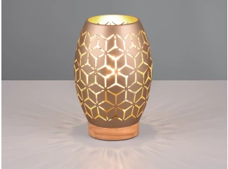 Stolní lampa Bidar 21 cm, měděný kov/dřevo