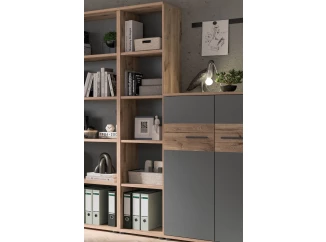 Vysoký regál Mason, 40 cm, dub nox/šedý