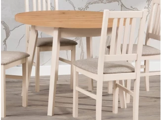 Kulatý jídelní stůl Norveg 100 cm, dub artisan/béžový kašmír