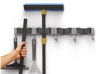 Nástěnný držák na košťata a nářadí (2 ks) Hang-up 4, šedý