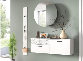 Předsíňová sestava Prismo (3-dílná), bílá/bílá lesk