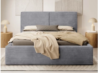 Postel Inez 180x200 cm, středně šedá strukturovaná látka