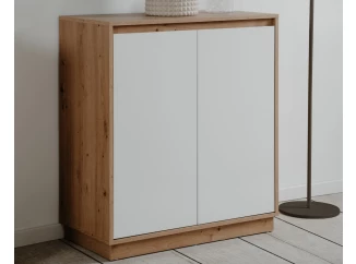 Skříňka Dallas, 79 cm, dub artisan/leskle bílá