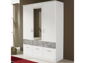 Šatní skříň Bremen, 136 cm, bílá/šedý beton