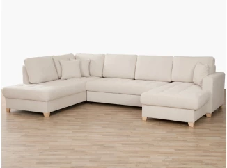 Sedačka Split, krémová látka, tvar levé U, bez rozkladu