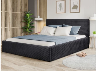 Postel Inez 180x200 cm, černá strukturovaná látka