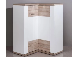 Rohová komoda Caracas typ 19, dub/bílá, s osvětlením