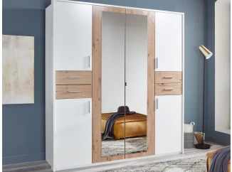 Šatní skříň Vegas, 180 cm, bílá/dub artisan