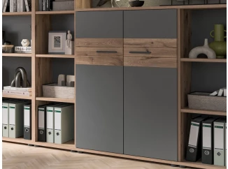 Úložná skříňka Mason, 80 cm, dub nox/šedý