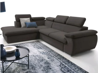 Rohová sedací souprava Viera, tmavě šedá látka, levý roh