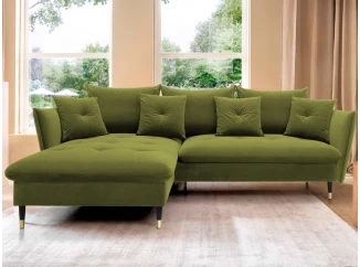 Rohová sedací souprava Glam, mechová zelená látka, levý roh