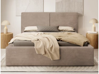 Postel Inez 180x200 cm, světle hnědá strukturovaná látka