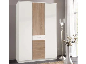 Šatní skříň Joker, 135 cm, bílá/dub sonoma