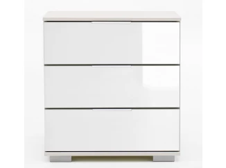 Noční stolek Easy Plus, bílý/bílé sklo