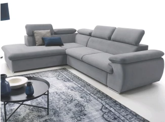 Rohová sedací souprava Viera, světle šedá látka, levý roh