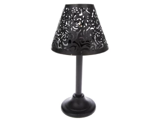 Dekorační svícen tvar lampa, černý kov
