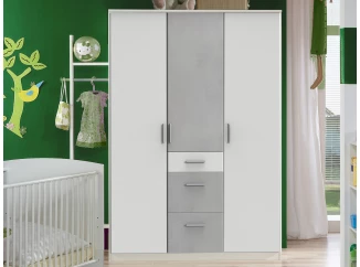 Šatní skříň Joker, 135 cm, bílá/šedý beton