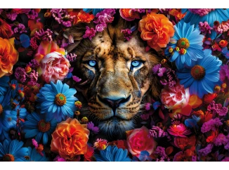 Obraz na plátně Lev v květech, 90x60 cm