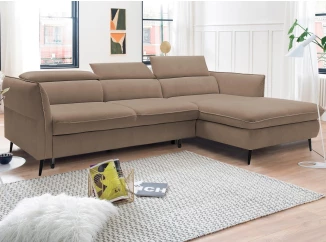 Rohová sedací souprava Mango, světle hnědá látka, pravý roh