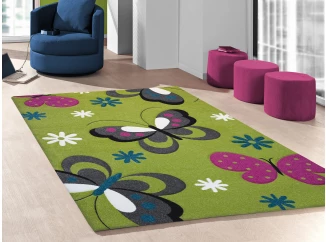 Koberec Diamond Kids 120x170 cm, motiv motýlů, zelený