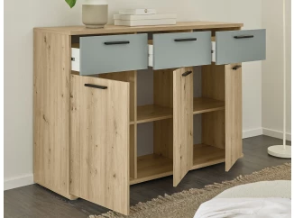 Komoda se zásuvkami Savina 135 cm, dub artisan/šalvějová