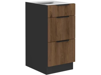 Dolní zásuvková kuchyňská skříňka Monza, 40 cm, ořech/černá