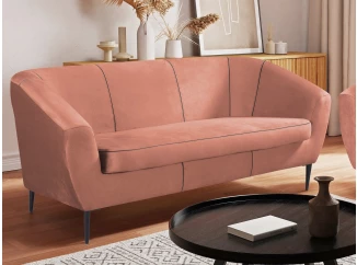 Trojmístná pohovka Olivio, lososová sametová látka