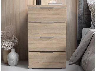 Noční stolek/skříňka se 4 zásuvkami Smilla, výška 79 cm, dub sonoma