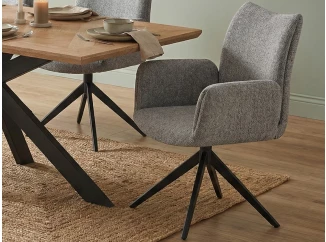 Otočná jídelní židle s područkami Kassandra, holubí šedá tkanina