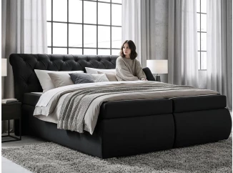 Postel boxspring Agnes 180x200 cm, leskle černá látka