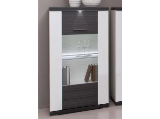Vitrína Caracas typ 28, grafit/bílý lesk, s osvětlením, 131 cm