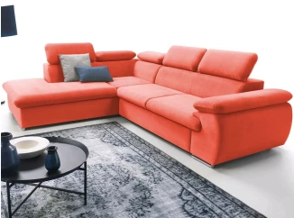Rohová sedací souprava Viera, oranžová látka, levý roh