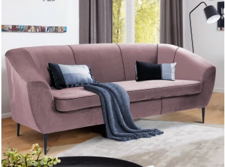 Trojmístná pohovka Olivio, světle růžová sametová látka