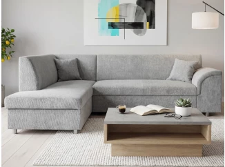 Rohová sedací souprava Bernett, holubí šedá látka, levý roh